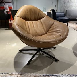 Label van den Berg fauteuil - Hidde leren draaistoel met korting